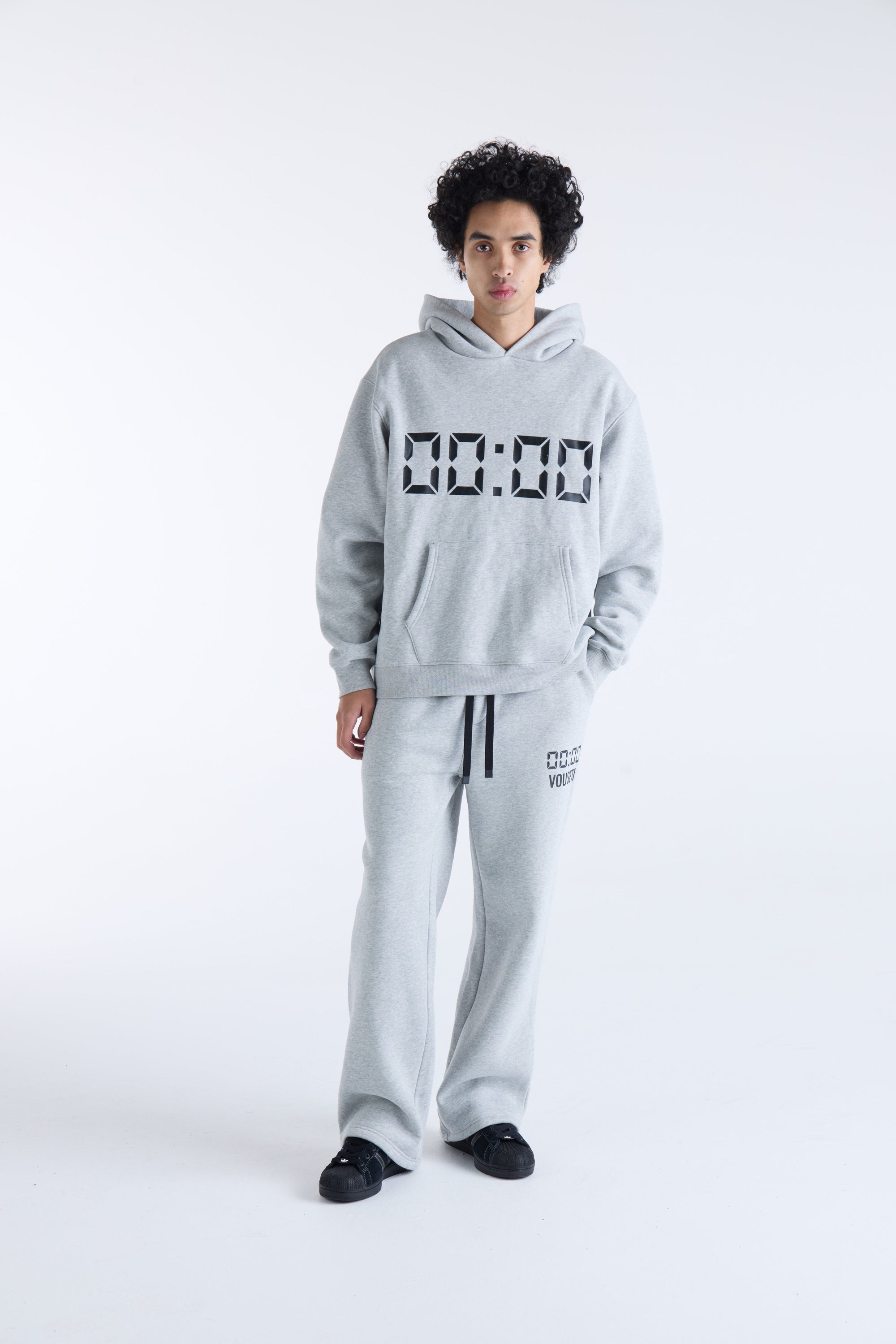 US AGAINST TIME HOODIE - Grey Marl