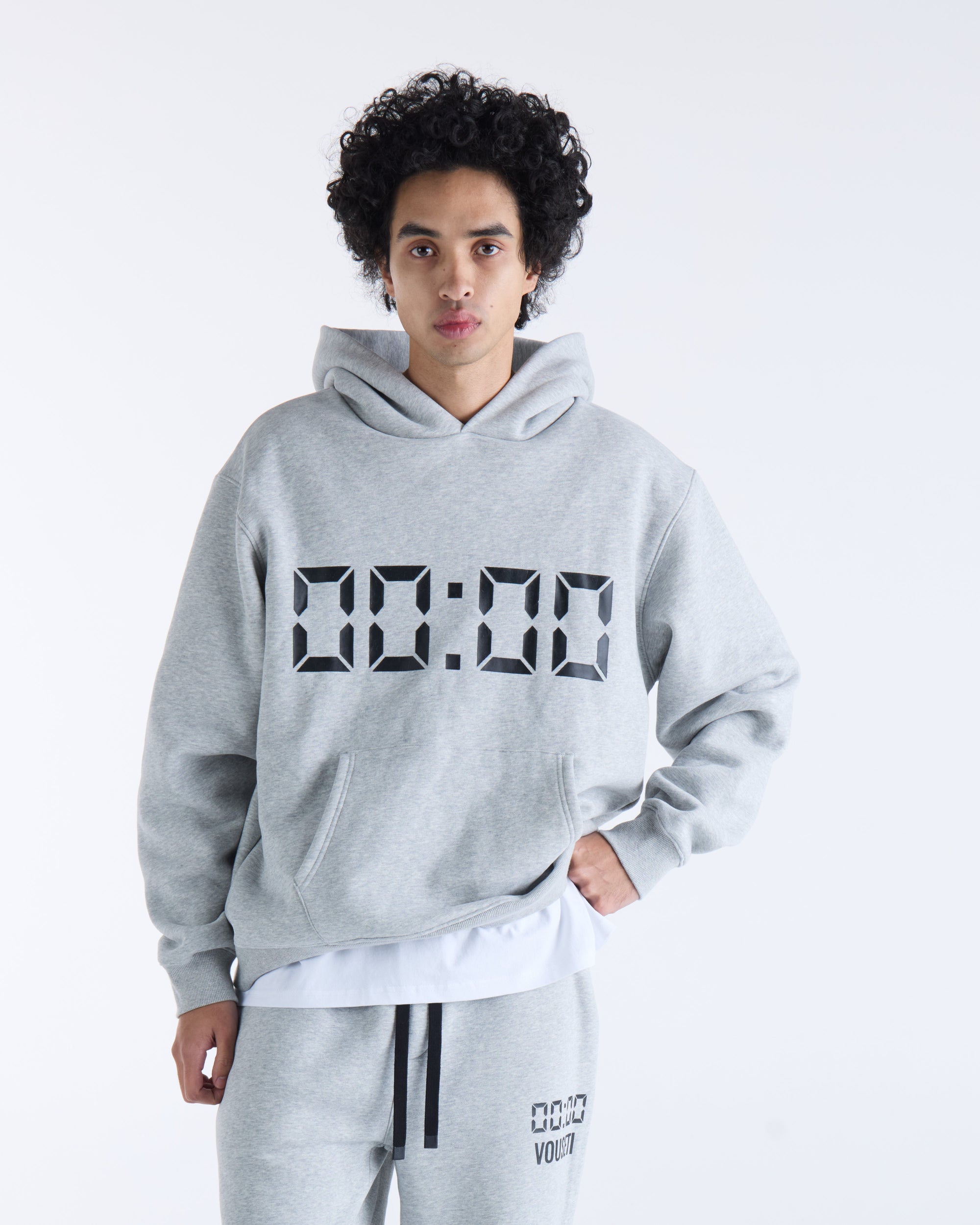 US AGAINST TIME HOODIE - Grey Marl