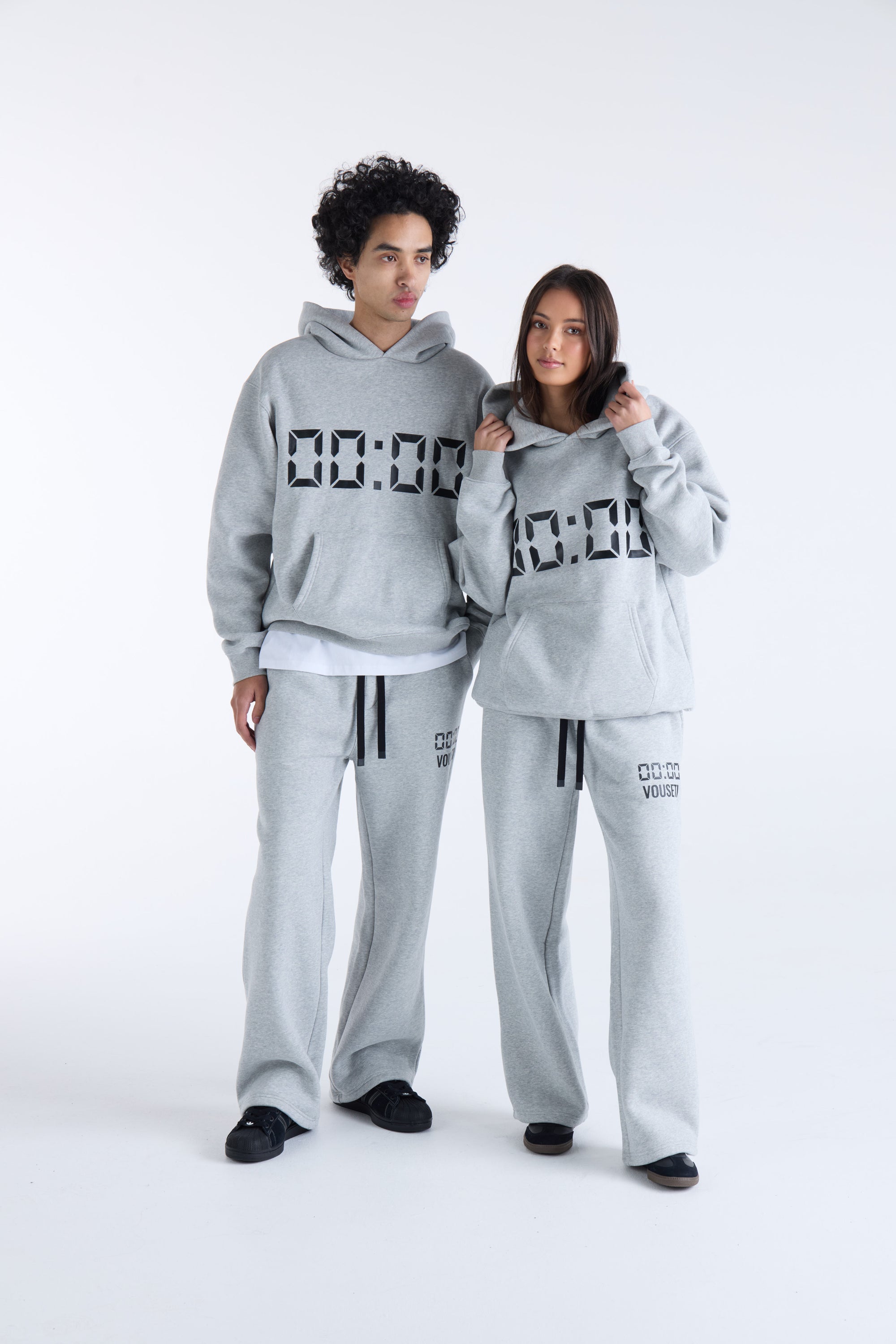US AGAINST TIME HOODIE - Grey Marl