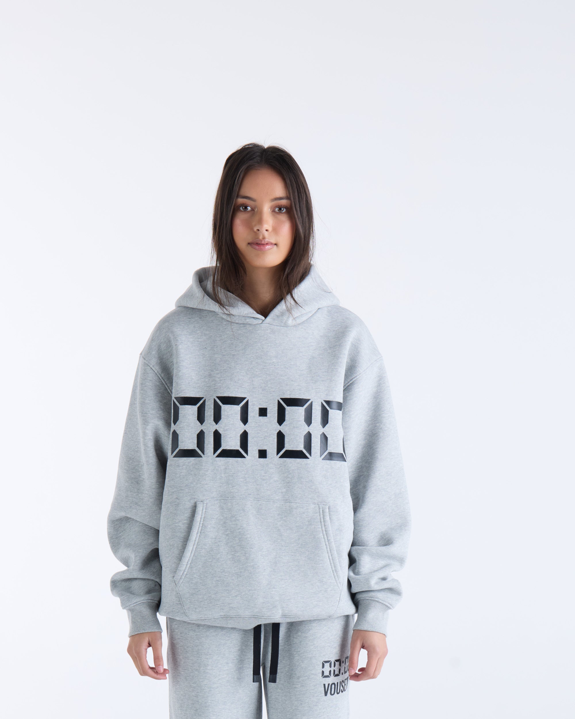 US AGAINST TIME HOODIE - Grey Marl