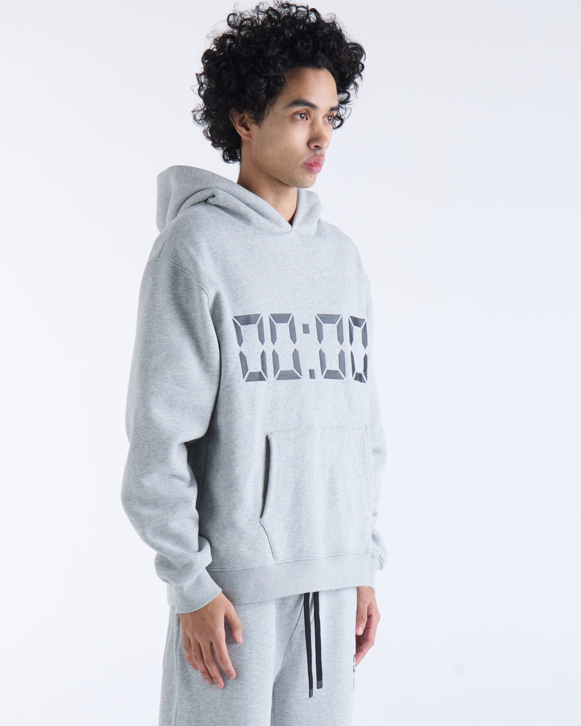 US AGAINST TIME HOODIE - Grey Marl