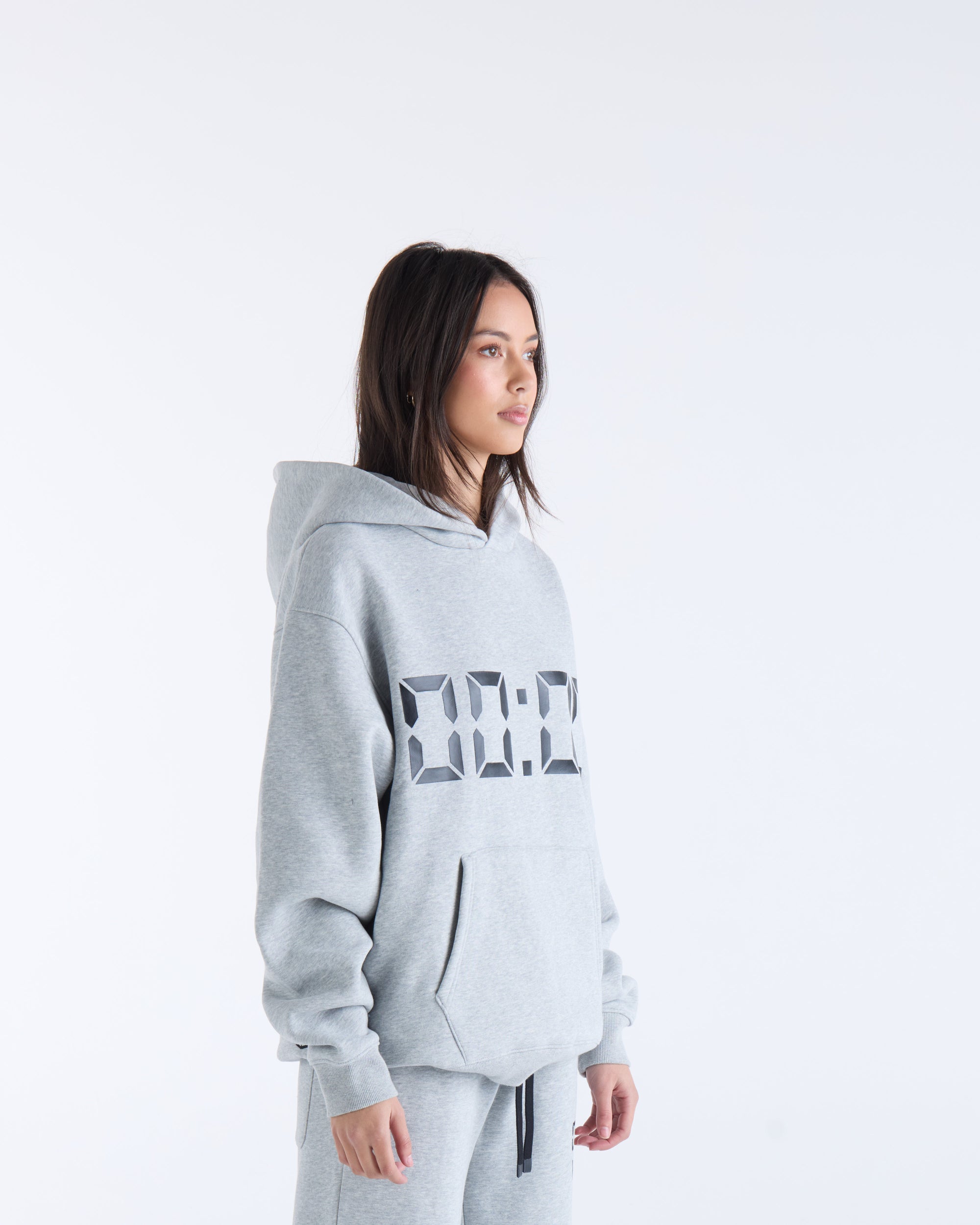 US AGAINST TIME HOODIE - Grey Marl