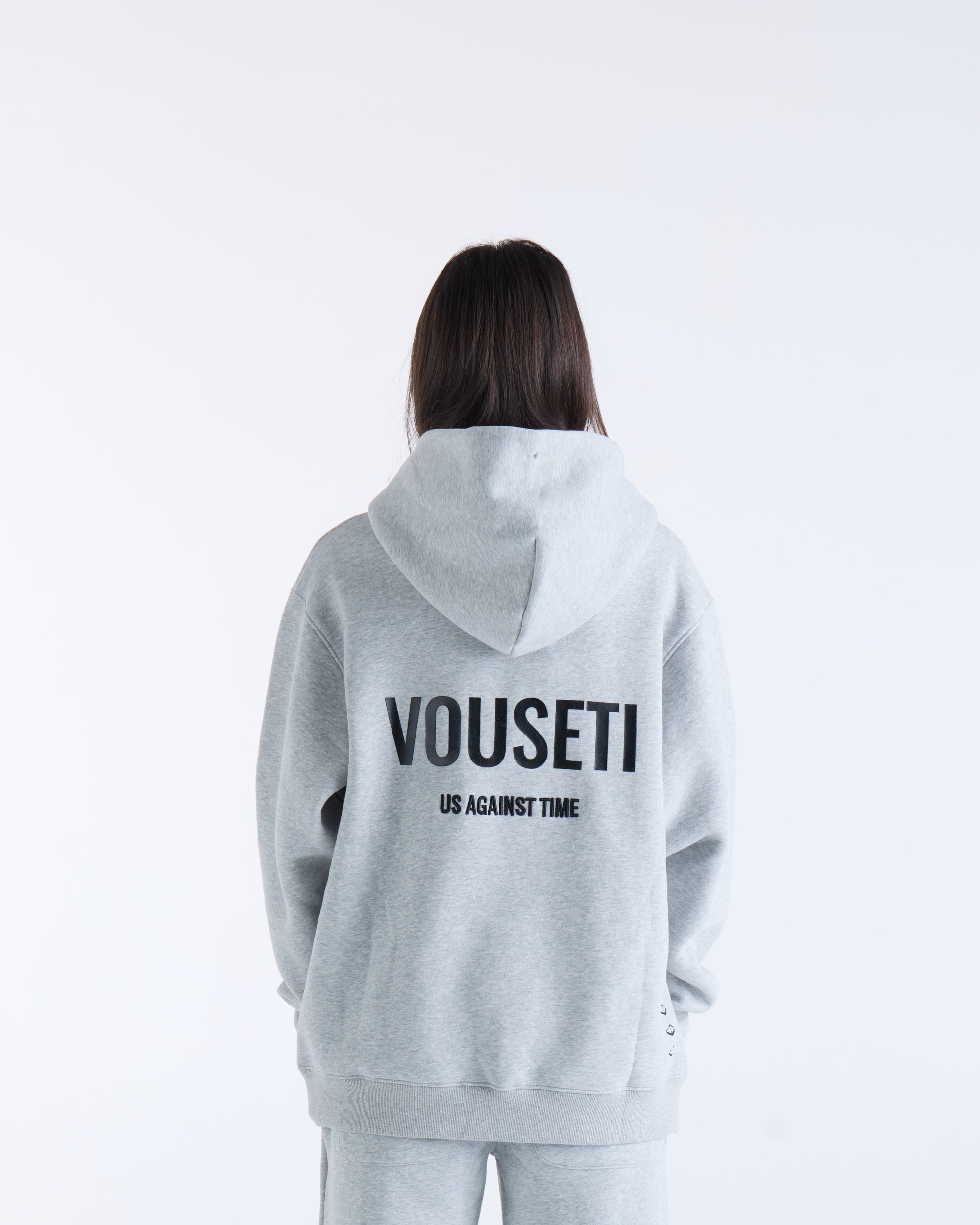 US AGAINST TIME HOODIE - Grey Marl