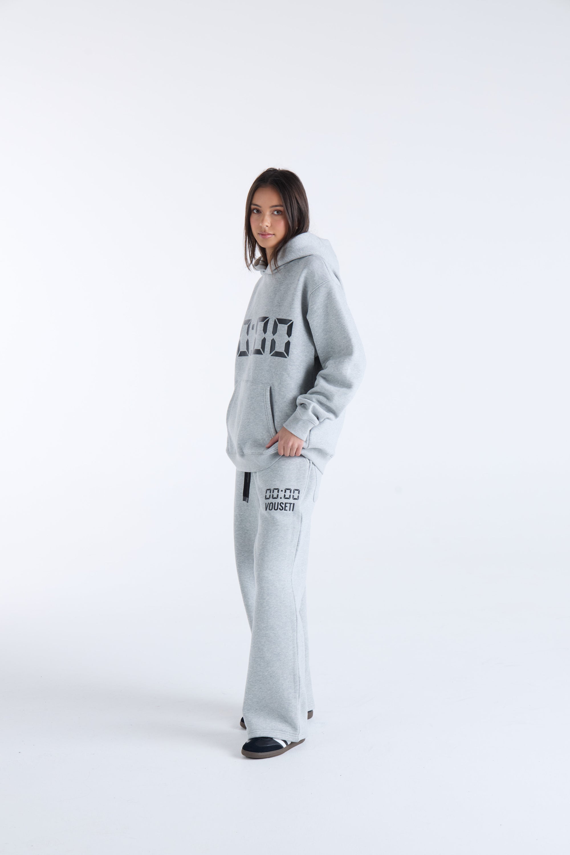 US AGAINST TIME HOODIE - Grey Marl