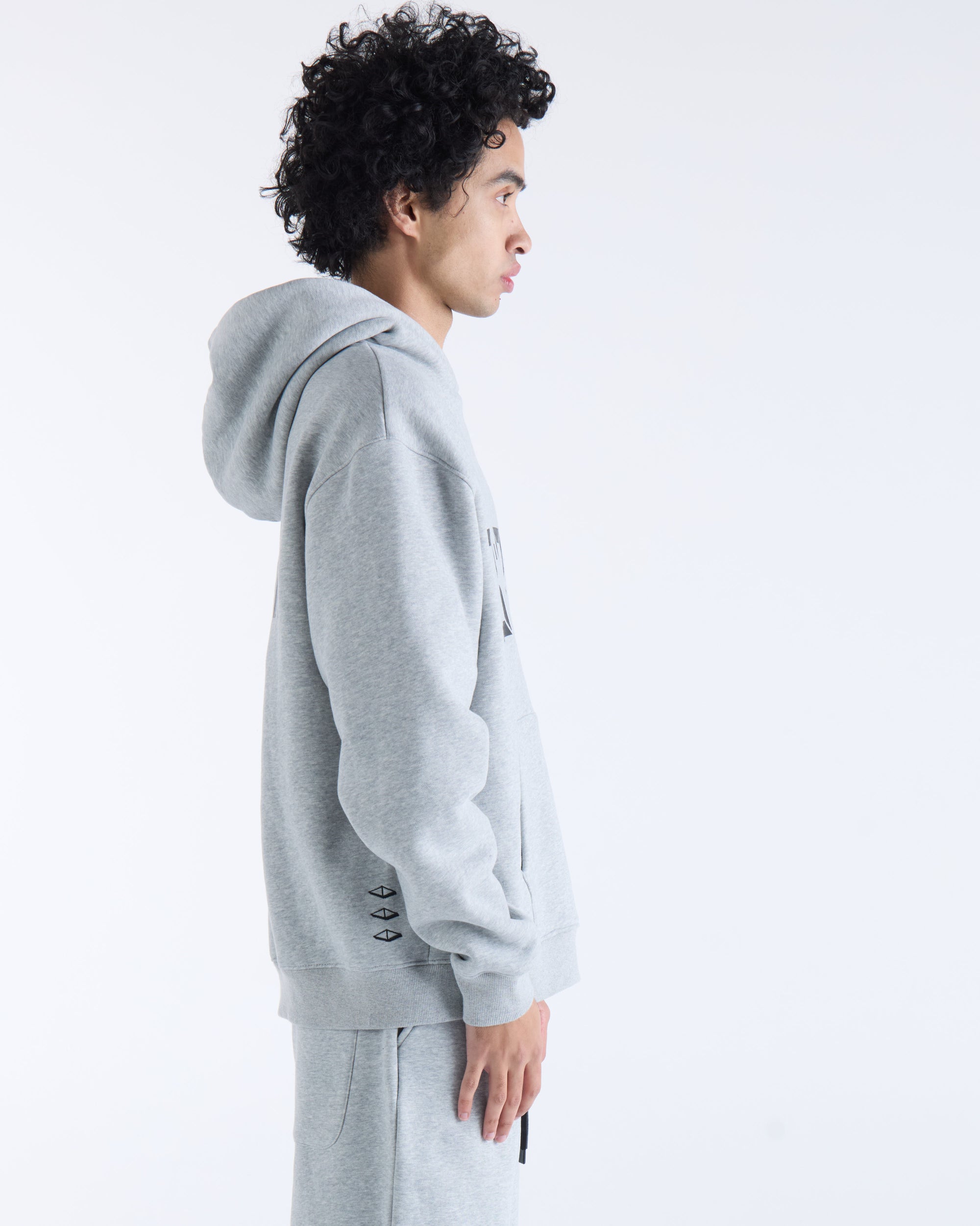 US AGAINST TIME HOODIE - Grey Marl
