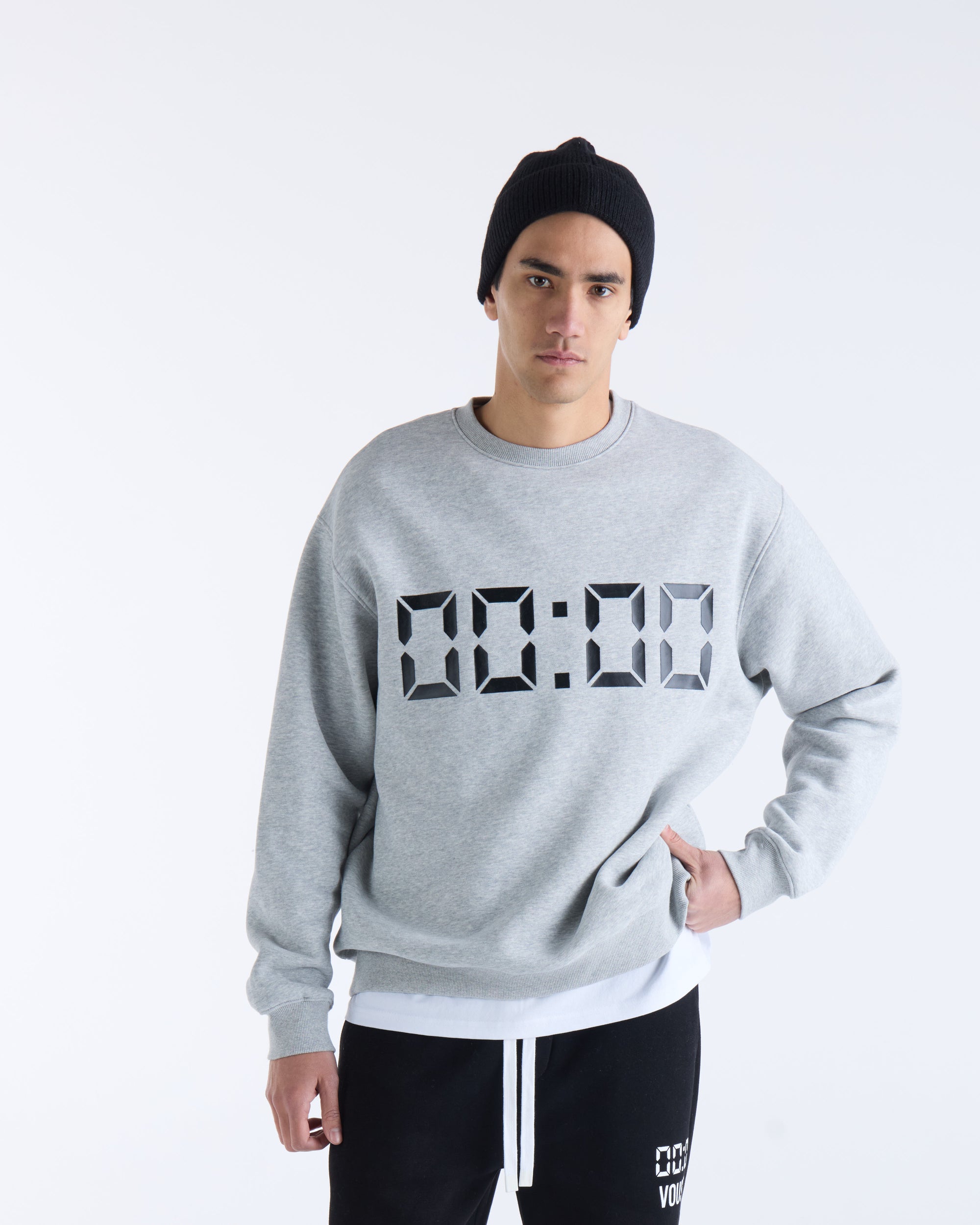 US AGAINST TIME SWEATER - Grey Marl