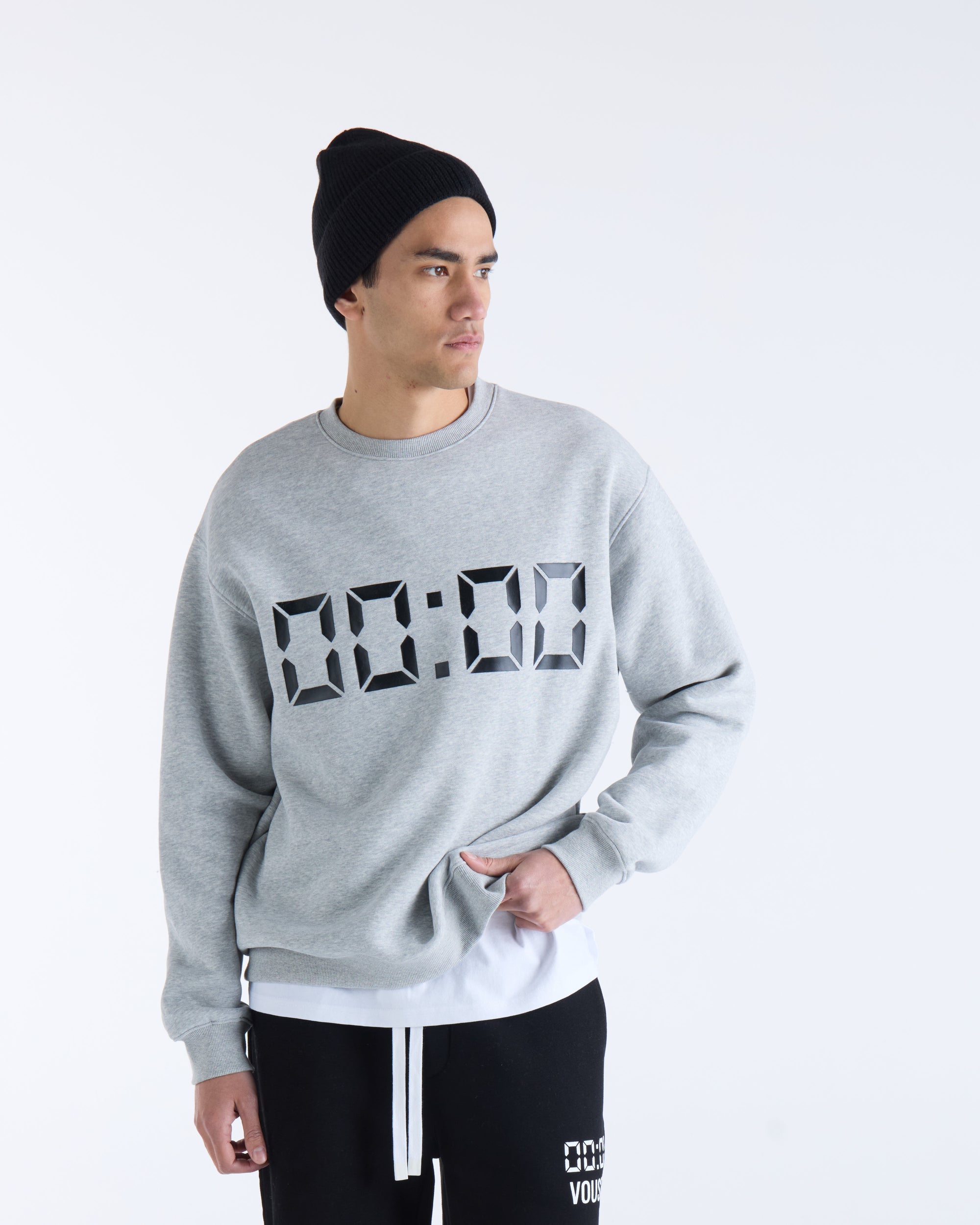 US AGAINST TIME SWEATER - Grey Marl