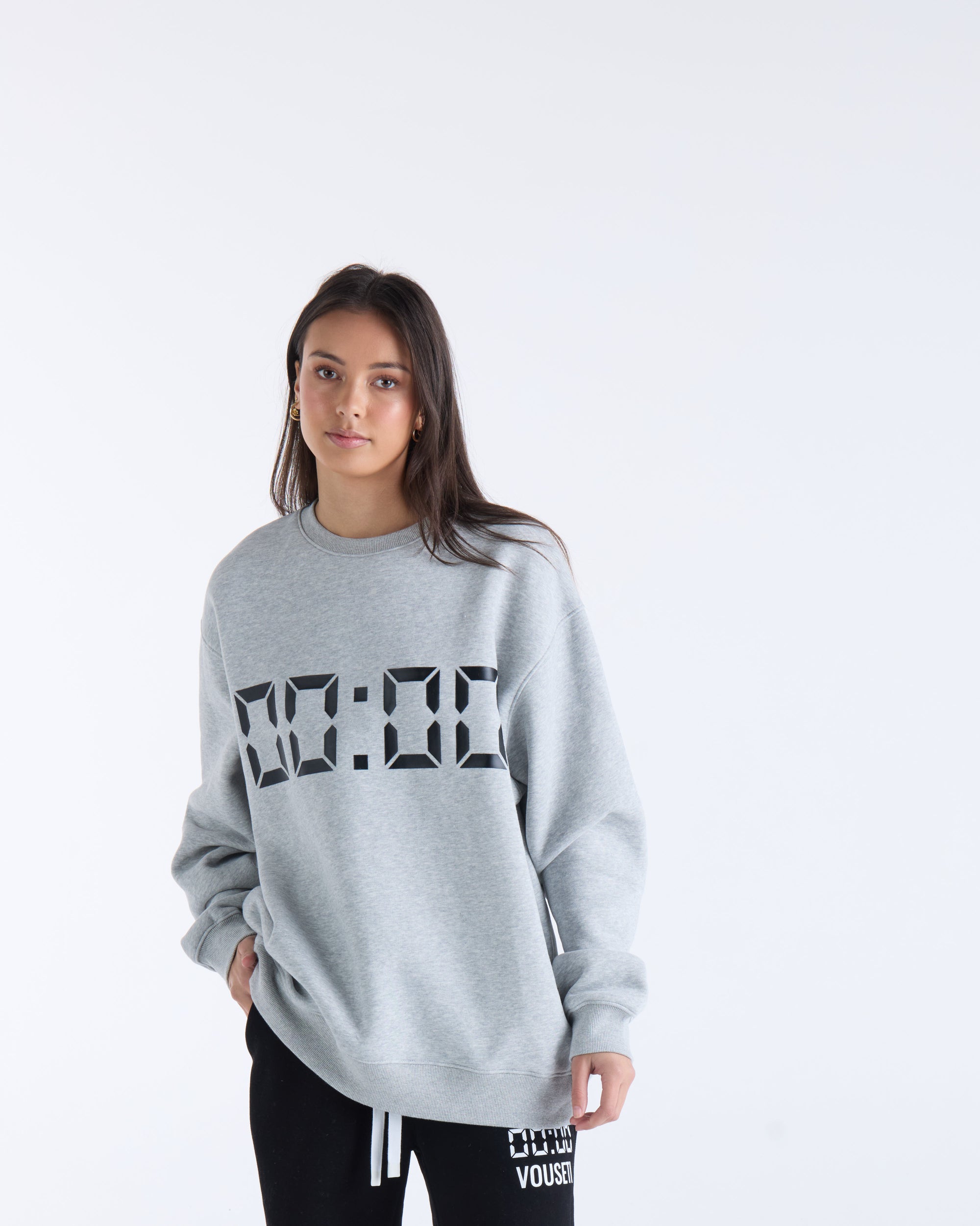 US AGAINST TIME SWEATER - Grey Marl
