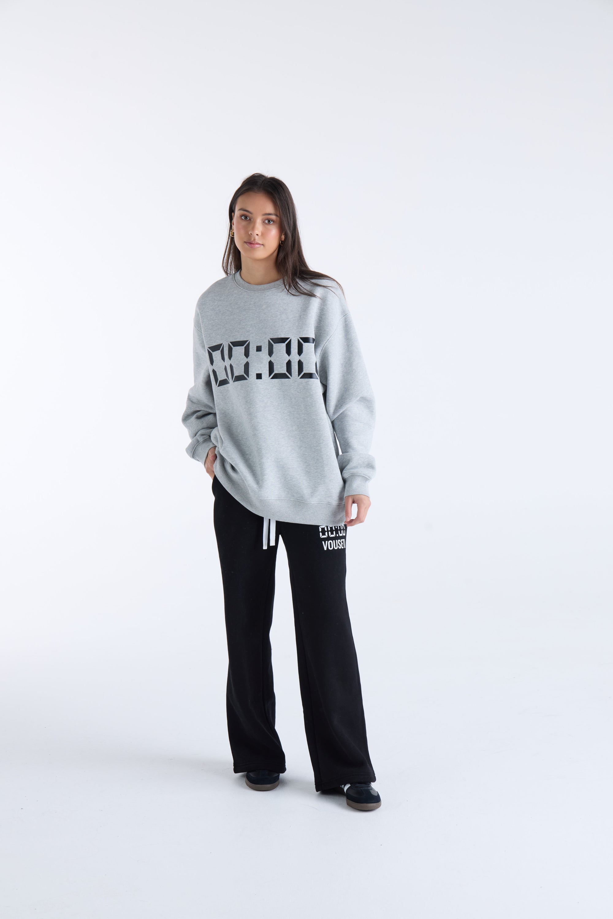 US AGAINST TIME SWEATER - Grey Marl