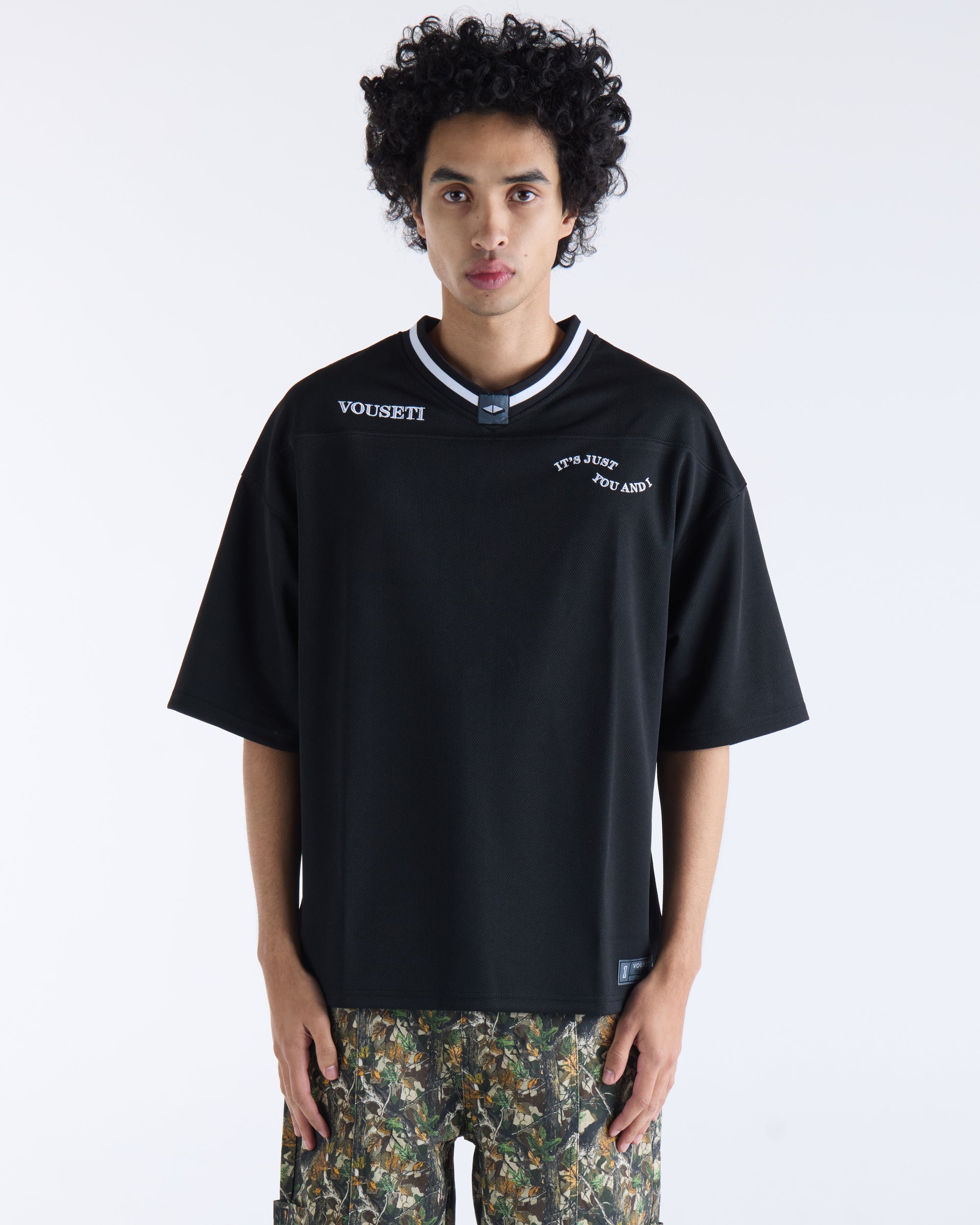V-NECK FOOTBALL JERSEY - Black