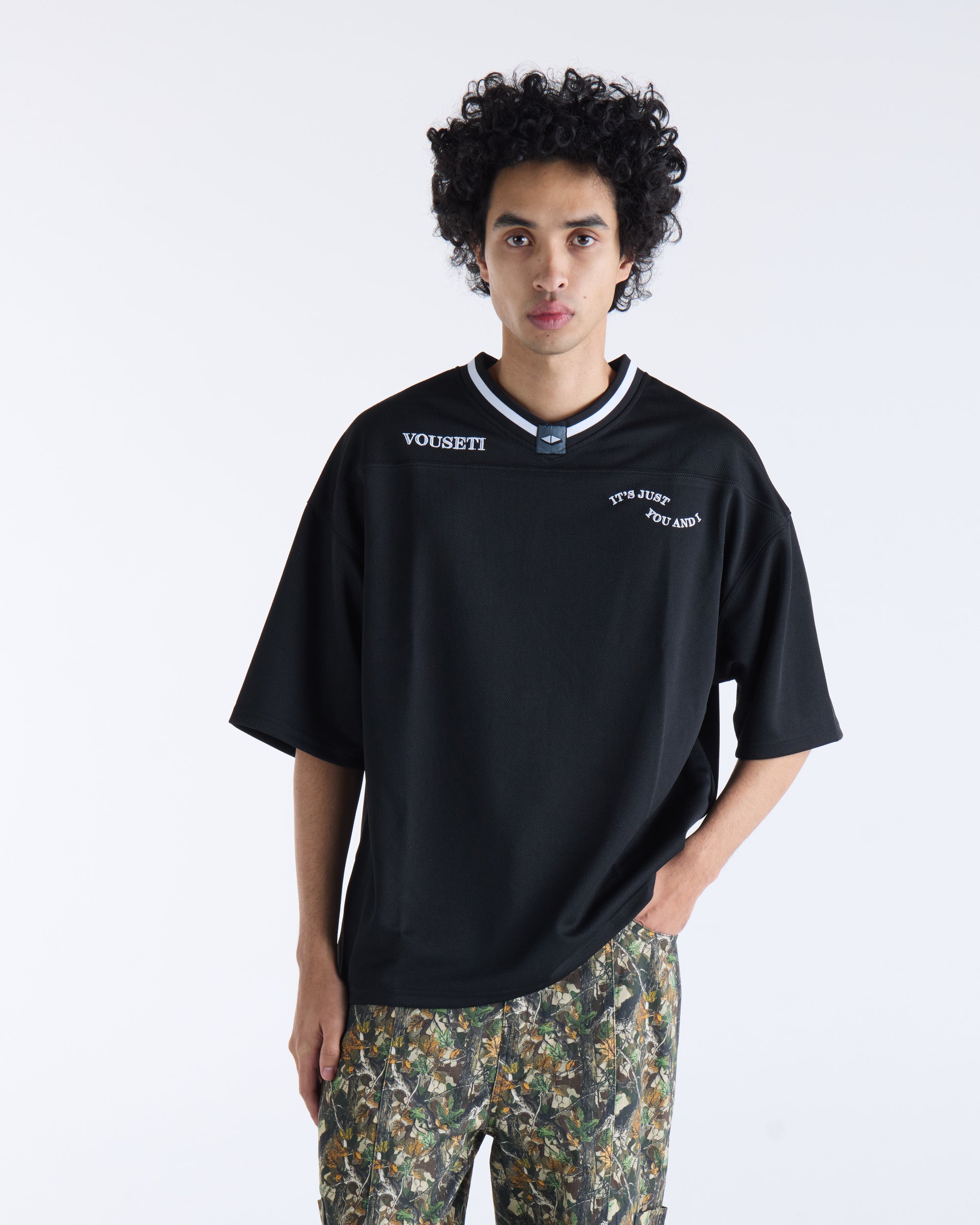 V-NECK FOOTBALL JERSEY - Black
