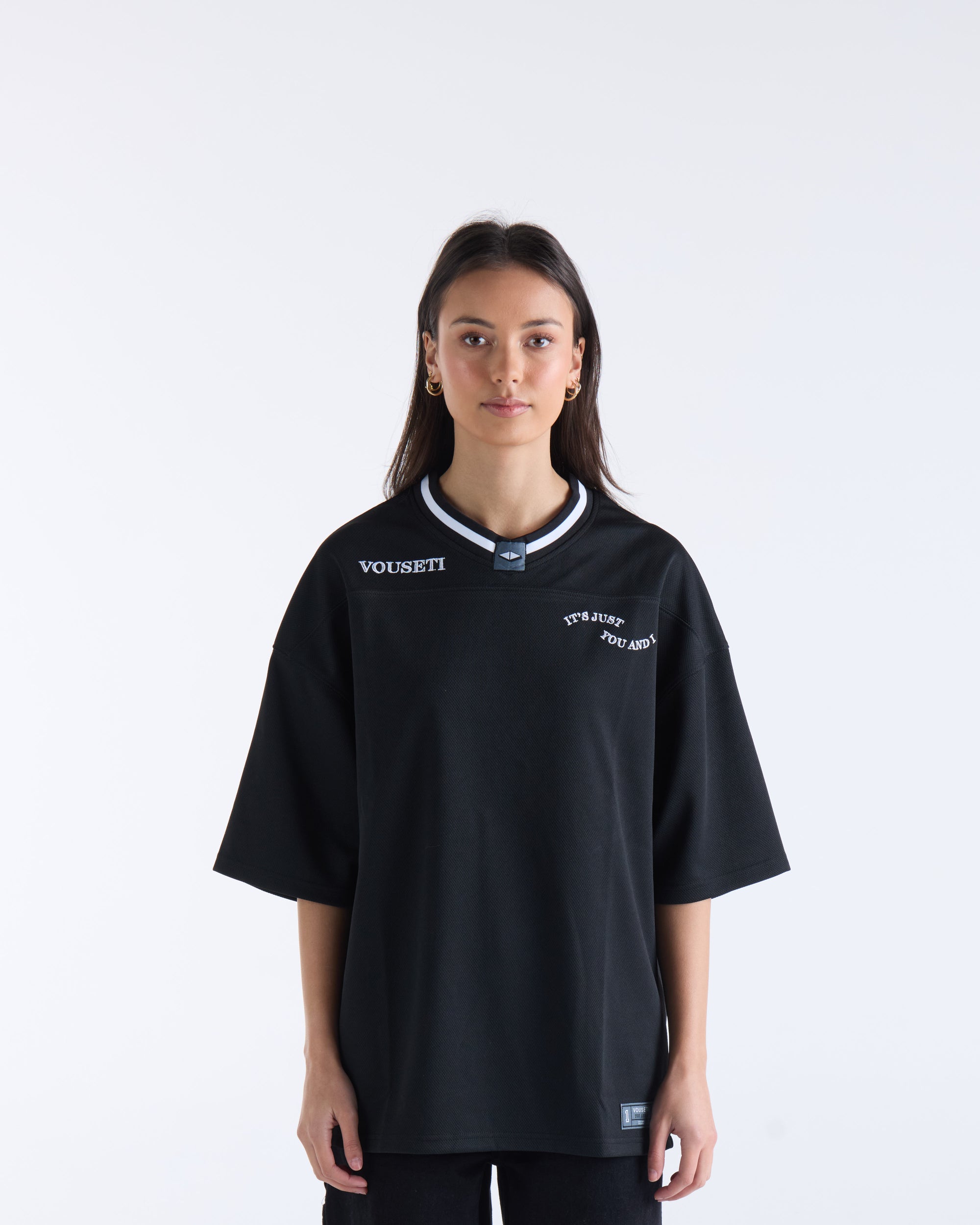 V-NECK FOOTBALL JERSEY - Black