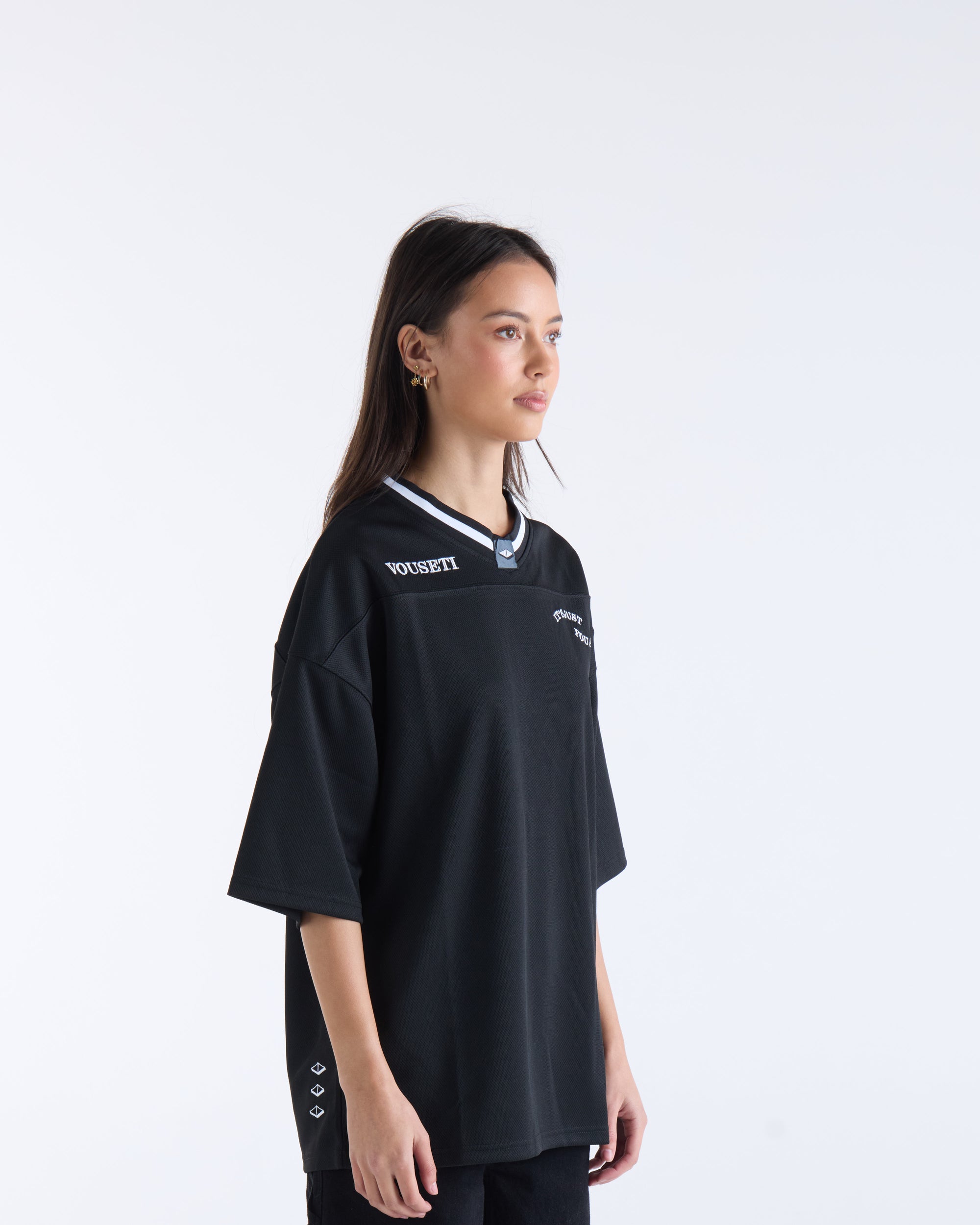 V-NECK FOOTBALL JERSEY - Black