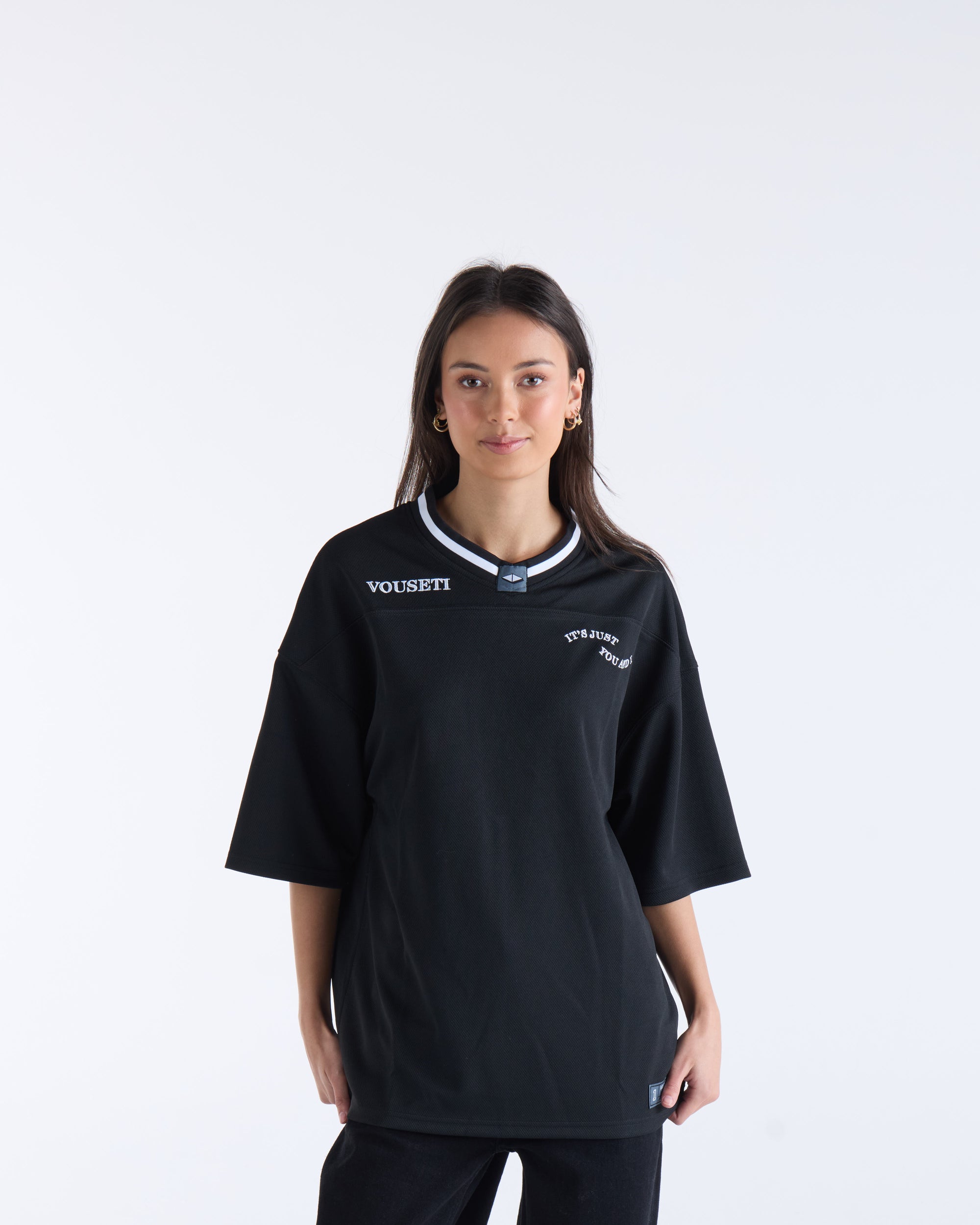V-NECK FOOTBALL JERSEY - Black