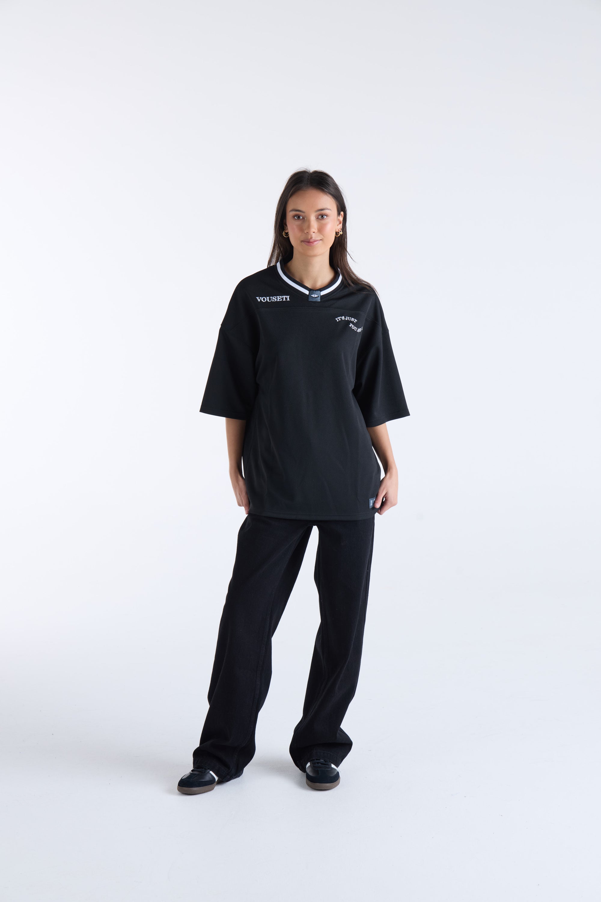 V-NECK FOOTBALL JERSEY - Black