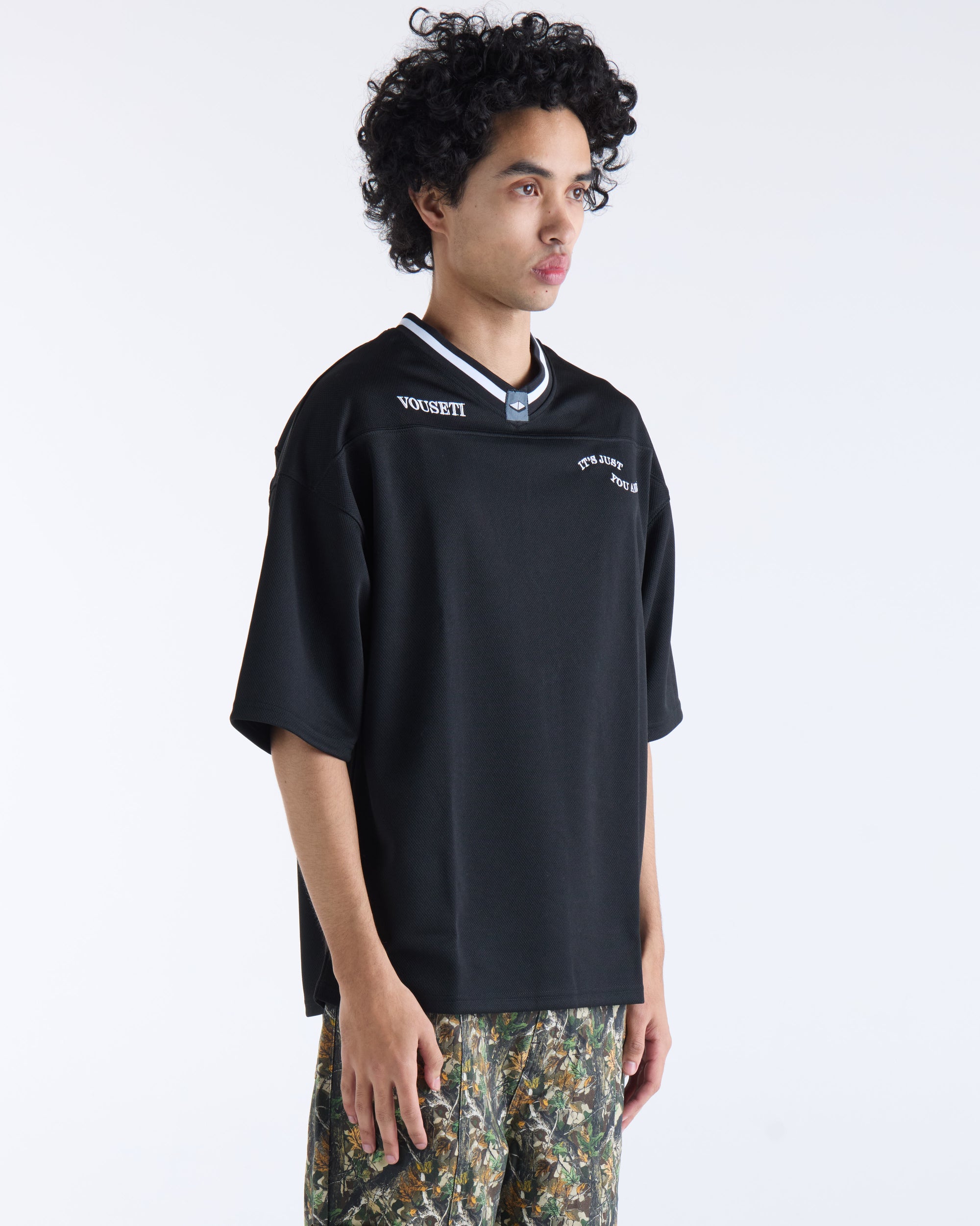 V-NECK FOOTBALL JERSEY - Black