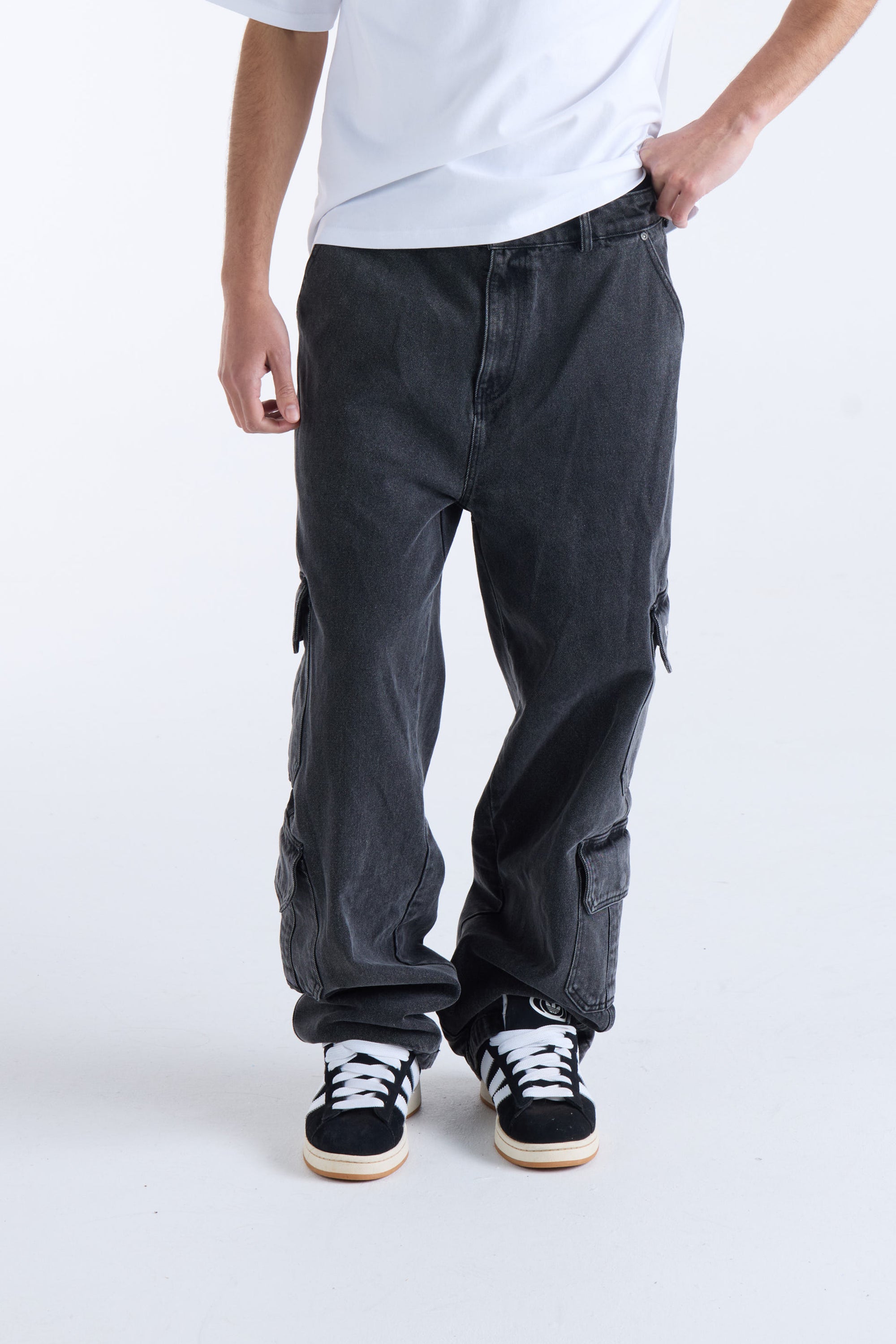 CARGO DENIM PANT - Black