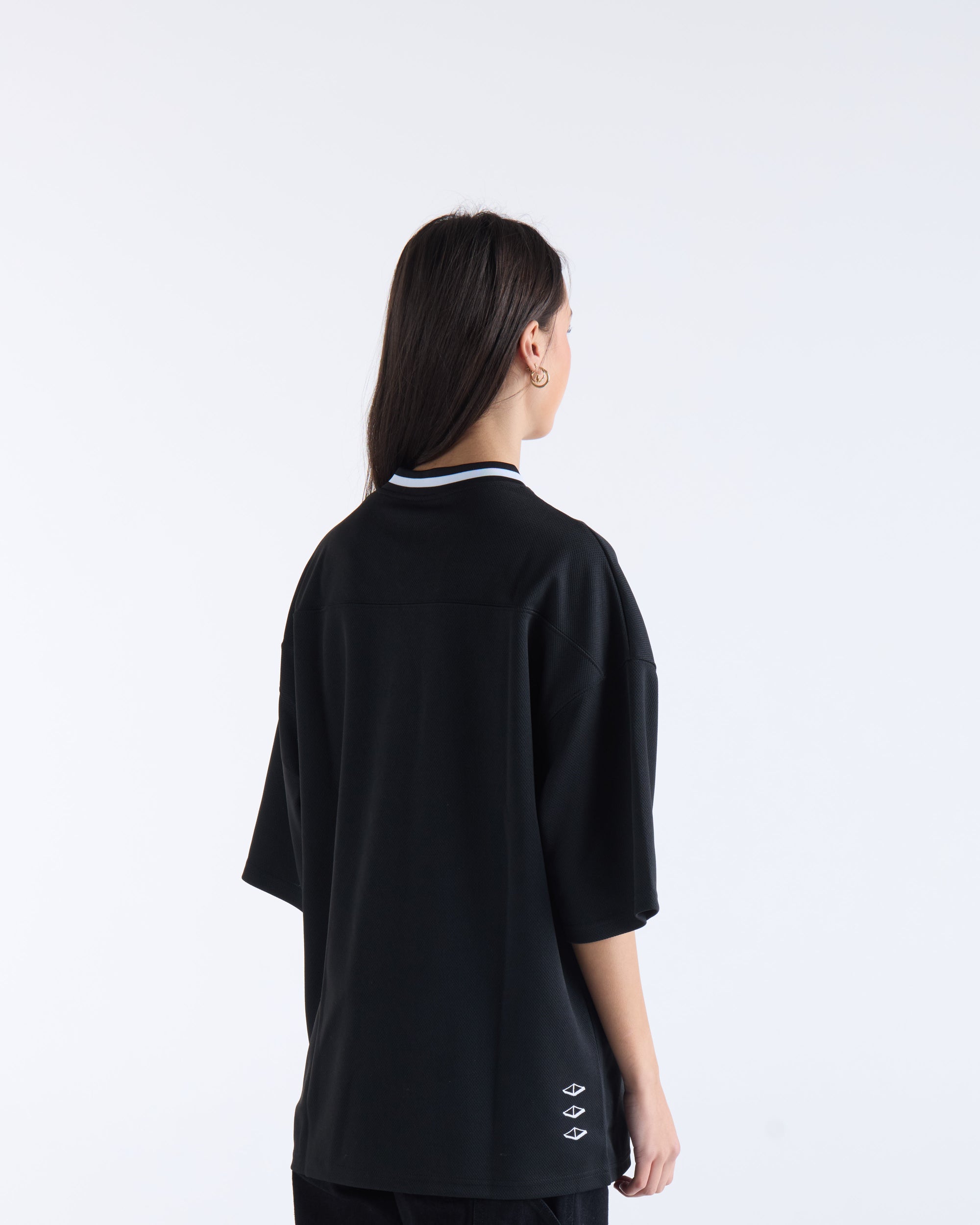 V-NECK FOOTBALL JERSEY -  Black