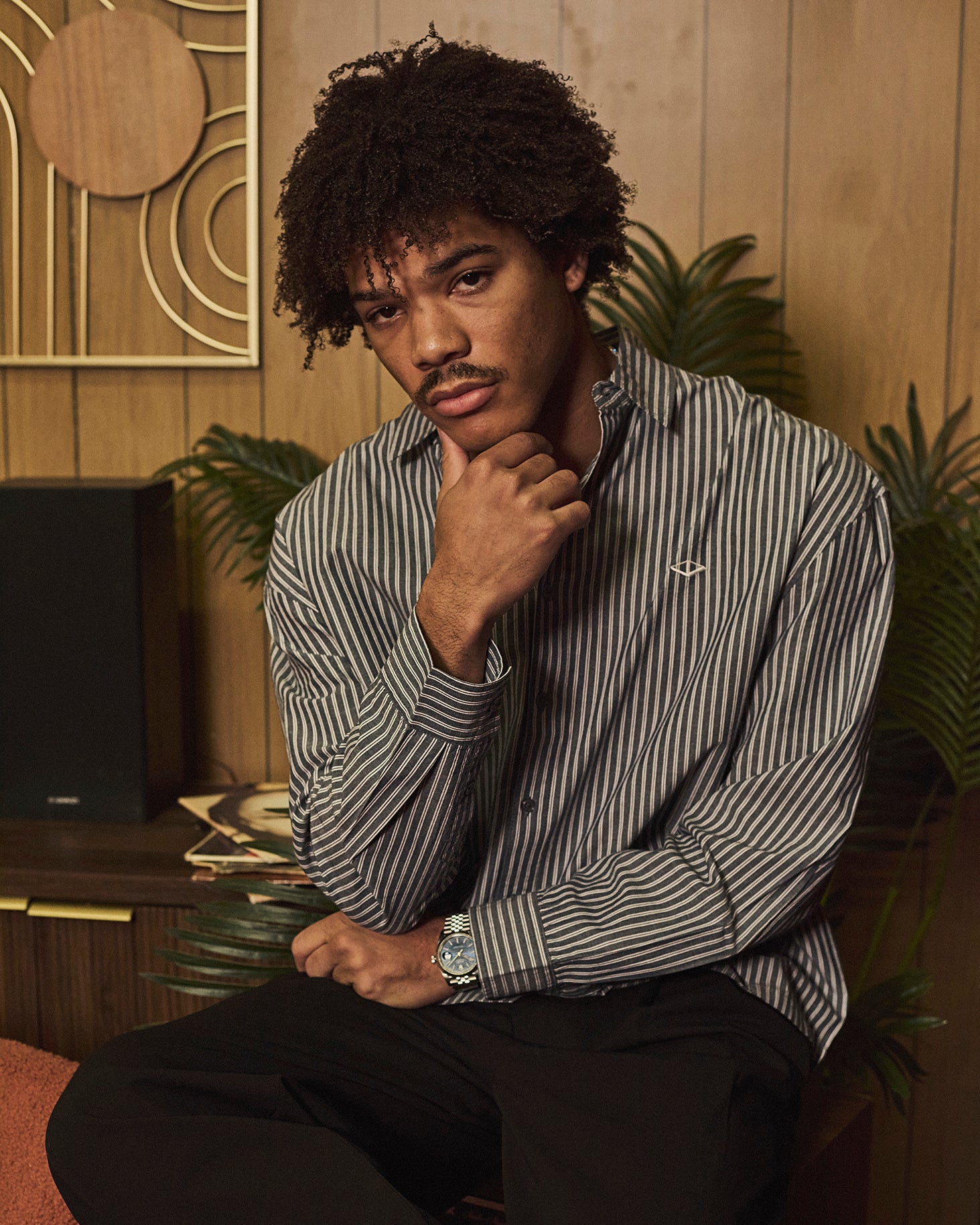 VOUSETI OFF COURT LS STRIPE SHIRT -NAVY