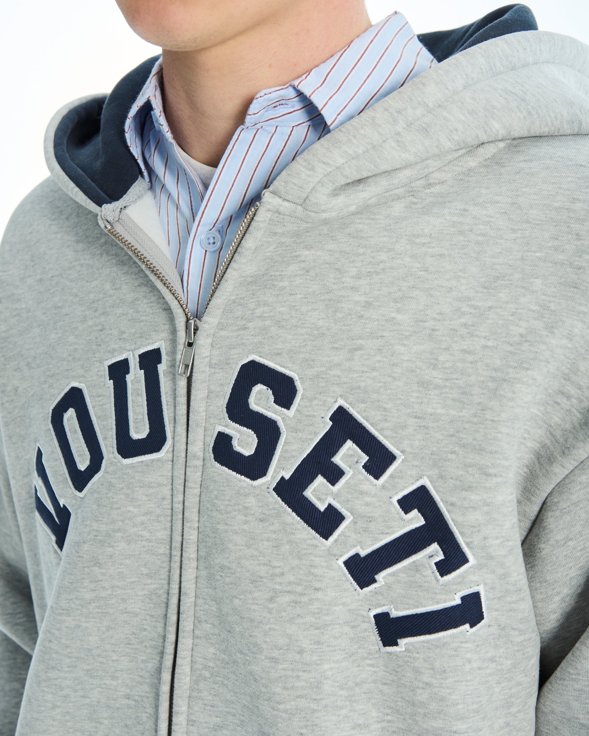 VOUSETI VARSITY ZIP UP JACKET-GREY MARL