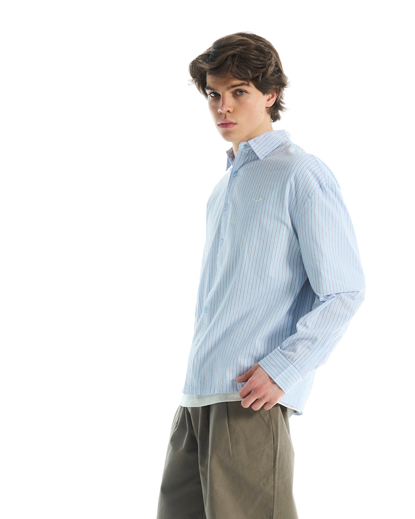 VOUSETI OFF COURT LS STRIPE SHIRT-LIGHT BLUE